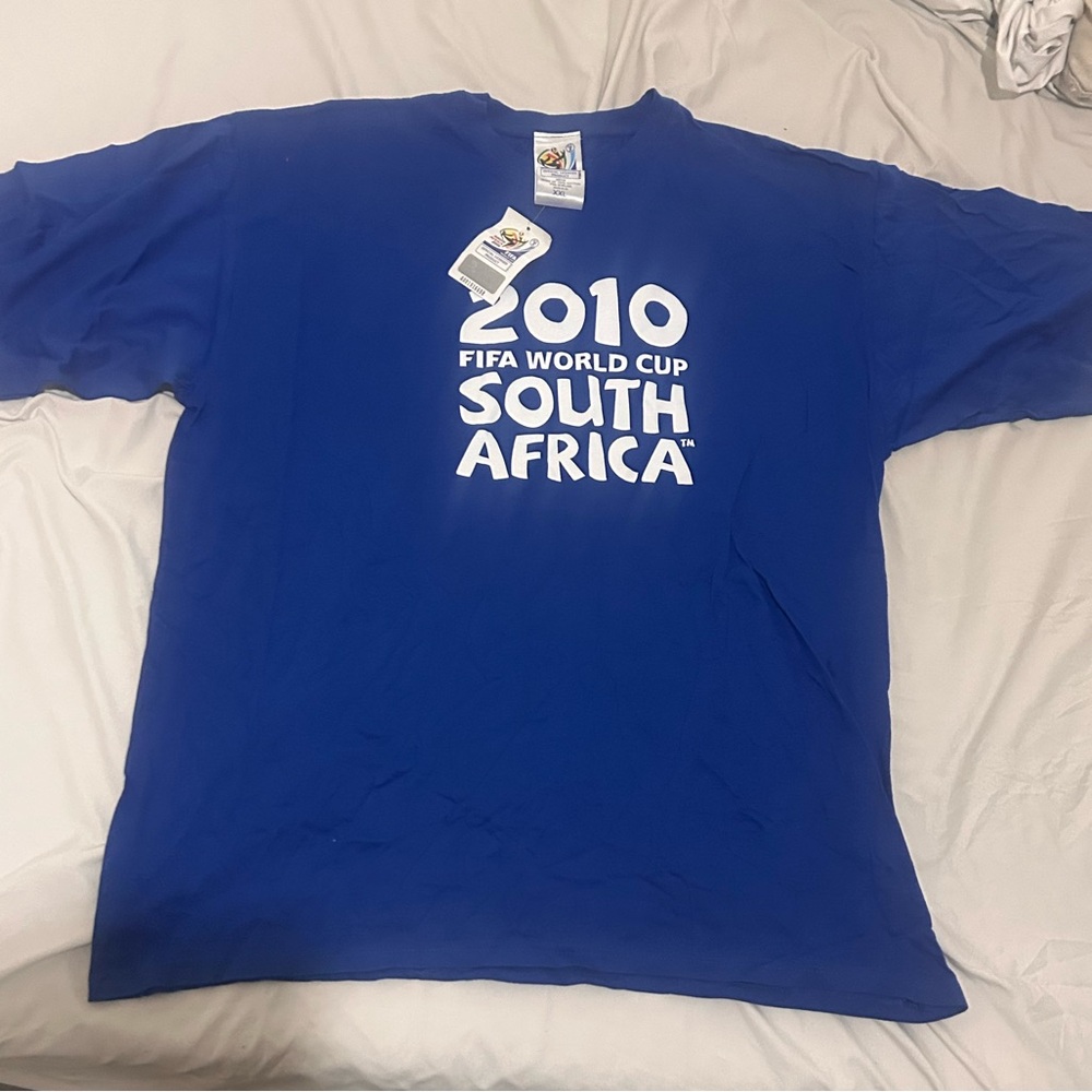 VINTAGE Fifa 2010 South Africa World Cup T Shirt New Blue XXL Men's Blokecore